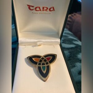 Tara Celtic Enameled Triquetra Trinity Brooch in box